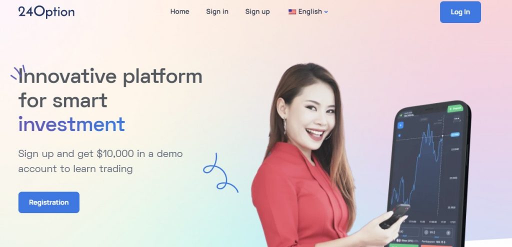 Página principal da corretora 24Option