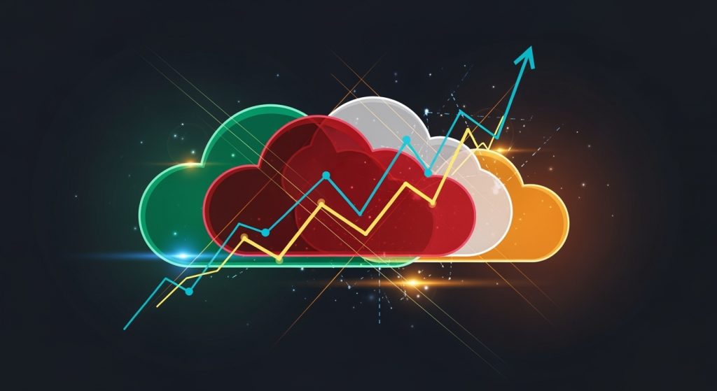 Visualização abstrata da estratégia de breakouts da nuvem Ichimoku mostrando momentum e confluência técnica para trading de opções binárias