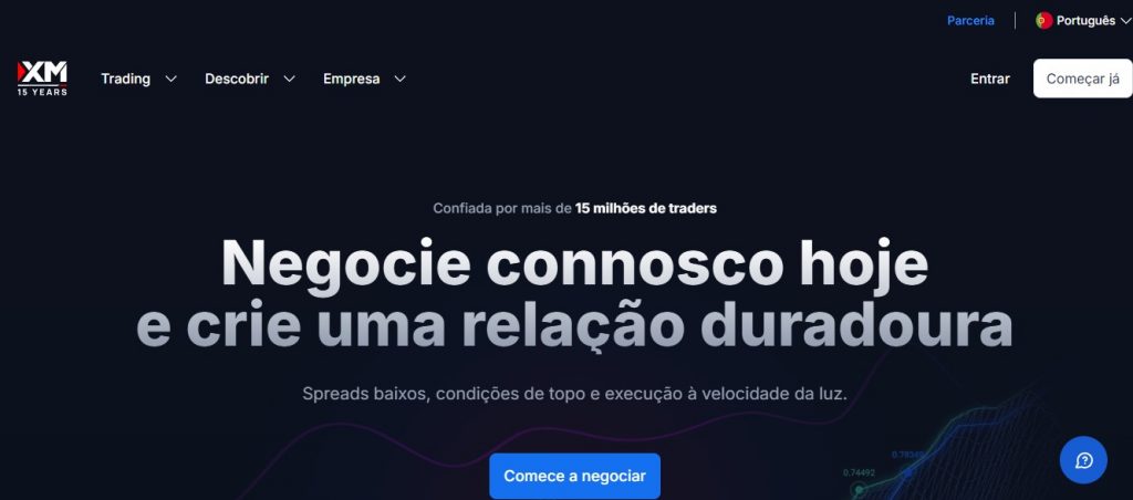 Página principal da corretora XM Forex